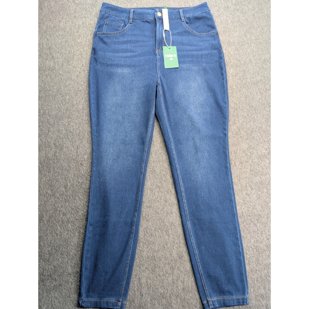 Halara Womens High Waisted Denim Leggings Blue Medium Wash Jeggings Size L